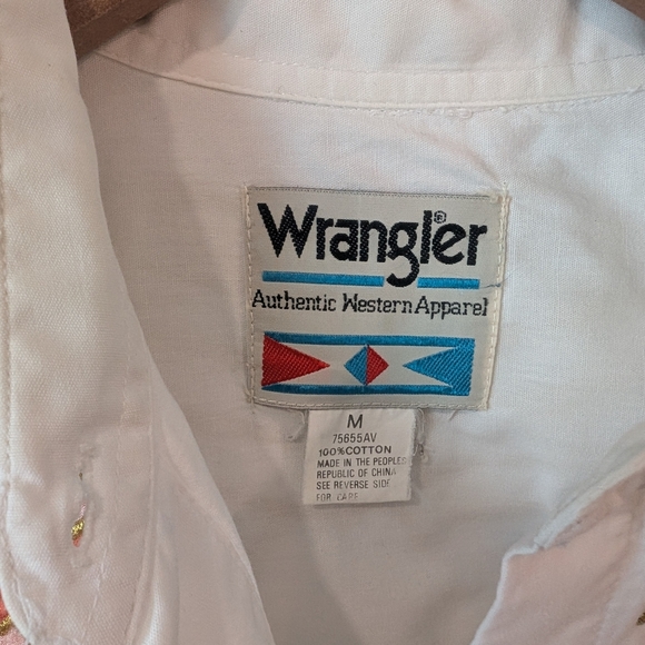 Vintage Wrangler Cream Western Button Down Shirt - Picture 3 of 11
